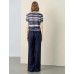 Striped V-Neck Knit Short Sleeve Top Striped V-Neck Knit Short Sleeve Top