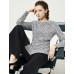 Plaid Black White Slim Fit Knit Top
