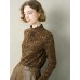 Floral Lace Mock Neck Ruched Blouse Floral Lace Mock Neck Ruched Blouse