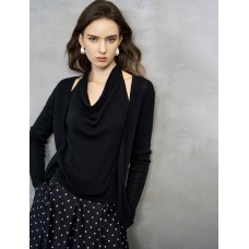 Black Draped Cowl Neck Cutout Knit Top Black Draped Cowl Neck Cutout Knit Top
