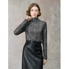 All-Over Sequin Turtleneck Long-Sleeve Top All-Over Sequin Turtleneck Long-Sleeve Top