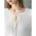 Tencel Eyelet Knit Tie-Neck Sweater
