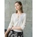 Tencel Eyelet Knit Tie-Neck Sweater