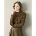 Floral Lace Mock Neck Ruched Blouse Floral Lace Mock Neck Ruched Blouse