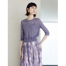 Wavy Texture Scalloped Cuffs Knitted Pullover Wavy Texture Scalloped Cuffs Knitted Pullover