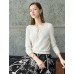 Tencel Eyelet Knit Tie-Neck Sweater