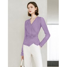 V-Neck Ruched Waist Long Sleeve Top V-Neck Ruched Waist Long Sleeve Top