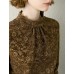 Floral Lace Mock Neck Ruched Blouse Floral Lace Mock Neck Ruched Blouse