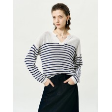 Striped Loose Pullover Knit Sweater Striped Loose Pullover Knit Sweater