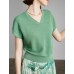 V-Neck Short Sleeve Knit Top V-Neck Short Sleeve Knit Top